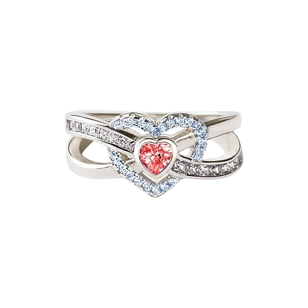 November 14th World Diabetes Day-Blue & Red Drop Blood Infinite Love Ring, Awareness Gift for Men Women, Diabetic Awareness Alert Charm Women's Jewelry