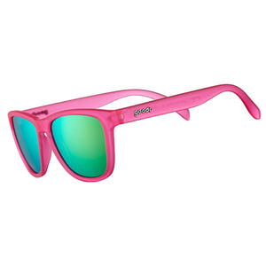 goodr Flamingos On A Booze Cruise Polarized Sunglasses, Medium Sized (OG), Pink Translucent Frames with Teal Mirored Reflective Lens, UV400 Protection, No Slip, No Bounce