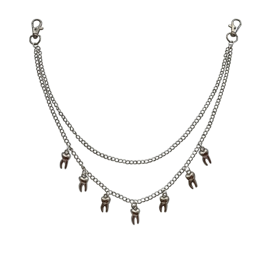Unusual Mini 3D Tooth Charm Pant Chain for Men Women, Teeth Charms Gothic Accessories Trouser Chain, Hip Hop Multi-layer Chains, Funny Decorations for Bags