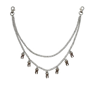 Unusual Mini 3D Tooth Charm Pant Chain for Men Women, Teeth Charms Gothic Accessories Trouser Chain, Hip Hop Multi-layer Chains, Funny Decorations for Bags