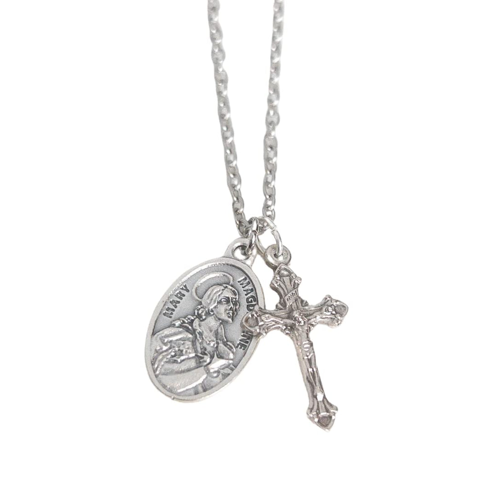 St. Mary Magdalene Necklace for Women – Catholic Saint Medal – Confirmation Gift for Girl – Crucifix