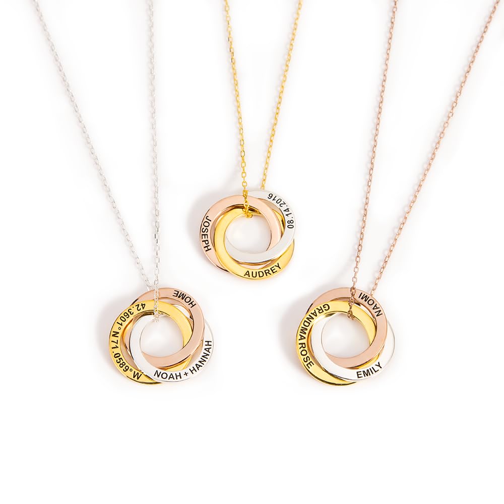 CAITLYNMINIMALIST Family Necklace Personalized Gift Linked Circle Necklace Custom Children Name Rings Eternity Mother Gift