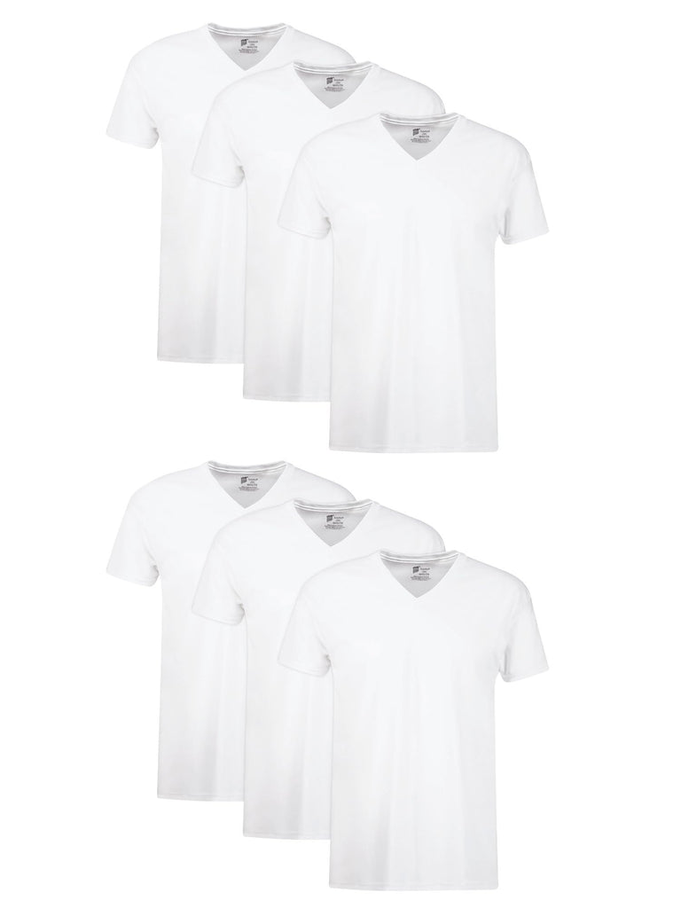 Hanes Mens Cotton, Moisture-wicking V-neck Tee Undershirts, Multiple Packs And Colors, White, Large US