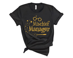 Magical Mischief Collection Shirt, Wizard Theme Graphic Print, Funny Family Matching Shirt Sweatshirt Hoodie, Family Trip T-Shirt for Parents Kids, Team Holiday Tee Tops (Style-1) Black
