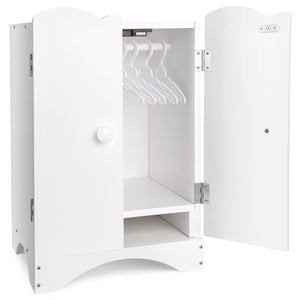 BABESIDE Wooden Baby Dolls Closet for 12-16 Inches Doll, Armoire Dolls Wardrobe for Babys Doll Clothes Storage, Includes 10 Clothes Hangers, Babys Dolls Accessories Furniture fit Dolls Boy Girl
