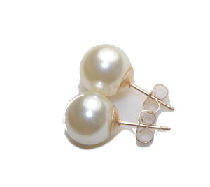 Old Stock 12 MM Large Quality White Majorca Coated Round Pearl Stud Earrings