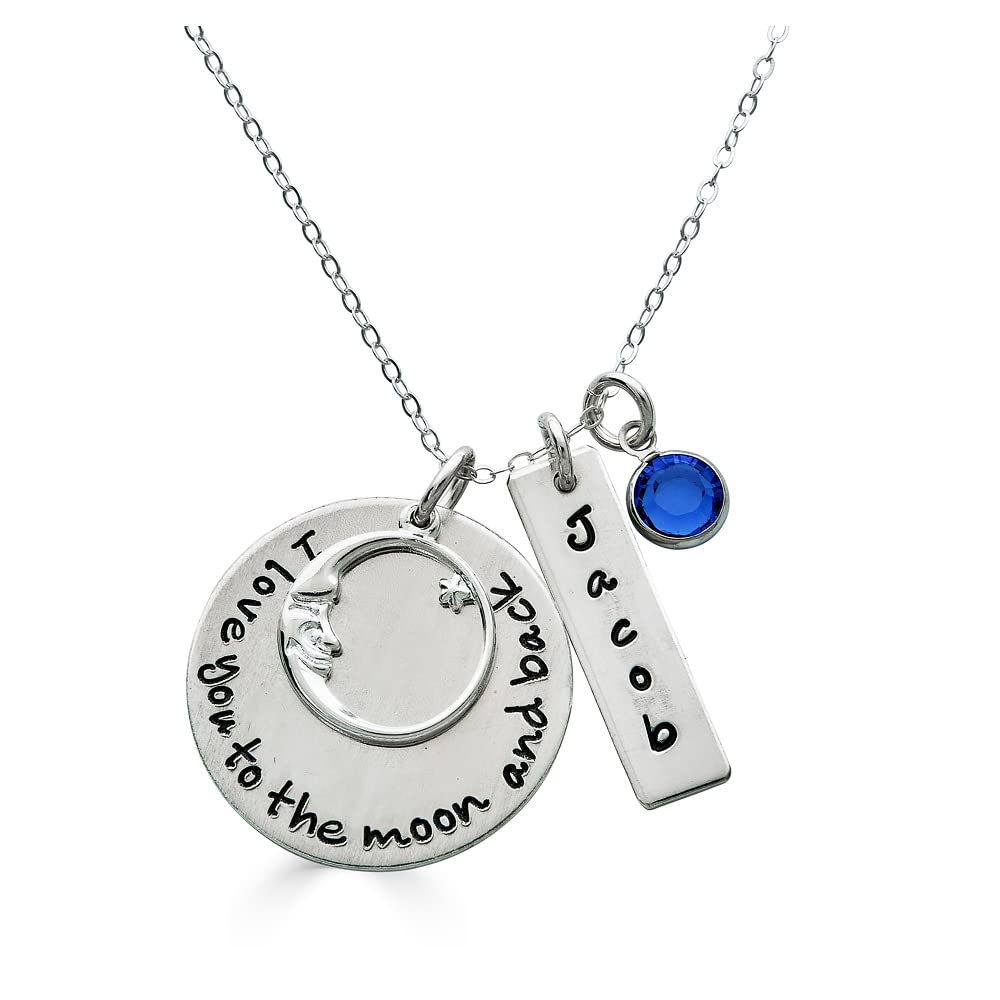 I Love You To The Moon & Back Personalized Necklace - Genuine .925 Sterling Silver