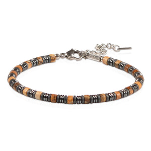 Casvia Picture Jasper mens bracelet matched with hematite and stainless steel adjustable chain mens chakra protection bracelet and an ideal mens jewelry for yourself father and friends