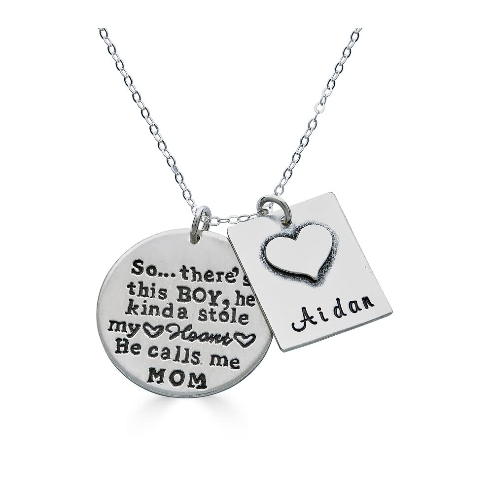 By Hannah Design There's this BOY, he kinda stole my HEART. He calls me MOM STERLING SILVER Necklace