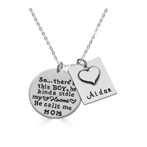 By Hannah Design There's this BOY, he kinda stole my HEART. He calls me MOM STERLING SILVER Necklace