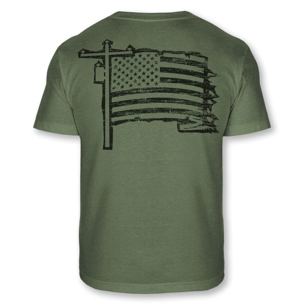 Men's Lineman American Flag T-Shirt - Short Sleeve Soft Blend Shirt - A64