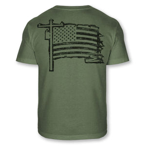Men's Lineman American Flag T-Shirt - Short Sleeve Soft Blend Shirt - A64