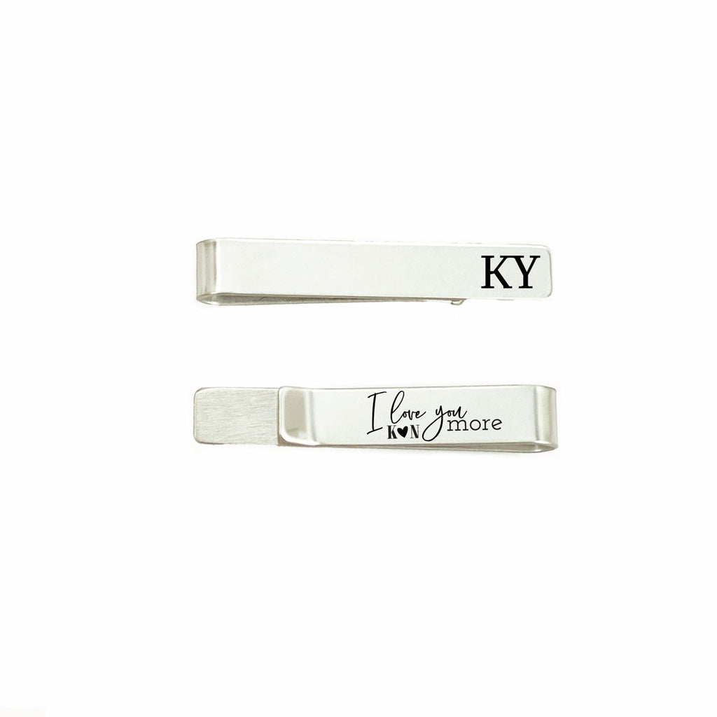 Husband Gift Idea Personalized I Love You More Tie Clip Husband Tie Bar For Boyfriend Gift Personalized Tie Clip Gift Anniversary Tie Bar LOVE-YOU-MORE-TIE