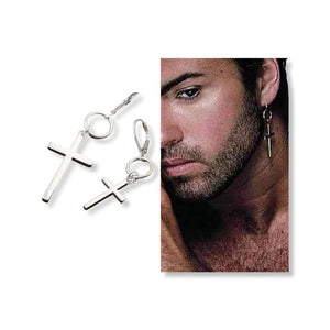 Silversmith925 Sterling Silver George Michael Cross Earring, Unisex Memorial Jewelry