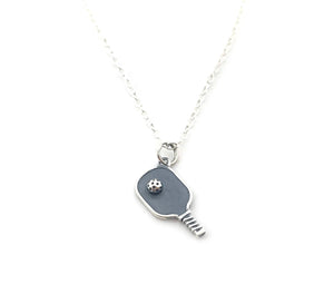 Sterling Silver Pickleball Paddle Necklace – Handmade Sports Pendant – 18" Chain, Gift-Ready Jewelry