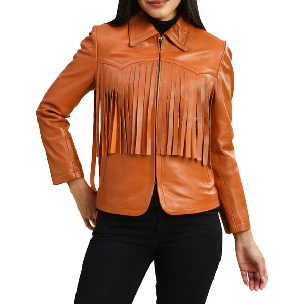 Women's Brown Fringe Leather Jackets