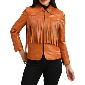 Women's Brown Fringe Leather Jackets
