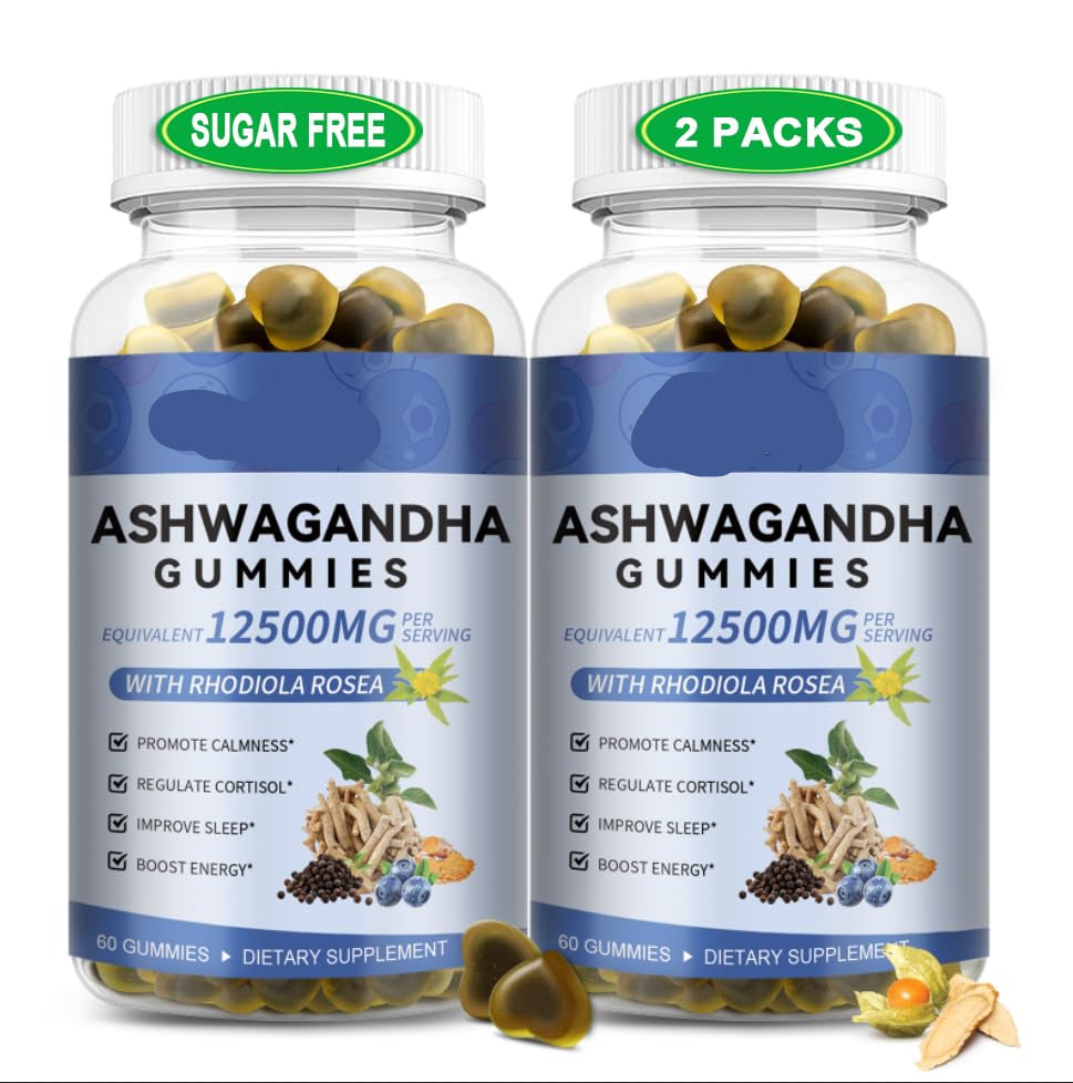 Two bottles of Totaria Health Ashwagandha Gummies on a white background