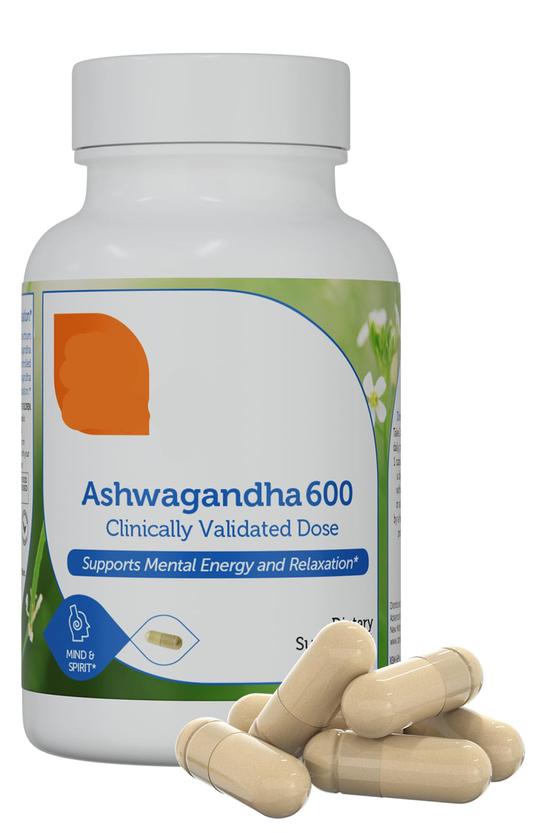 Zahler Ashwagandha 600 supplement bottle with capsules on a white background