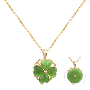 Desnuage Four Leaf Clover Necklace for Women Gold Necklace Rotatable Lucky Clover Necklace Pendant Necklace Jade Necklaces for Women