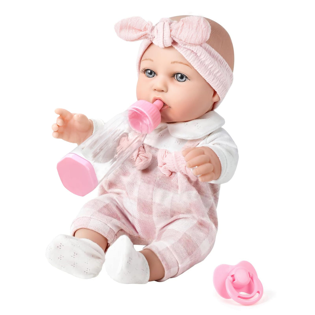 12'' Baby Doll and Clothes Accessories Playset with Feeding Bottle Pacifier First Baby Dolls for Toddlers 36 Months and Up