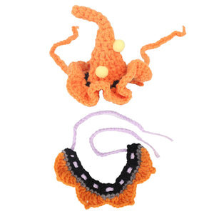 Halloween Clothes for 17cm Doll, Cute 17 cm Toy Outfit with Hat & Bib Handmade Doll Accessories Halloween Costume Accessory for Collector Fans Display (Orange)