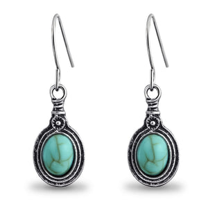 Silver Turquoise Drop Dangle Earrings Hypoallergenic Natural Stone Earrings for Women Trendy Vintage Turquoise Jewelry for Sensitive Ears