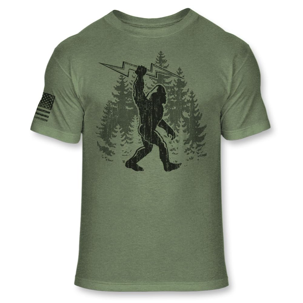 Bigfoot Electrician T-Shirt - Funny Sasquatch Electricians Shirt - Electrical Contractor Soft Blend T - A267 Multicolor