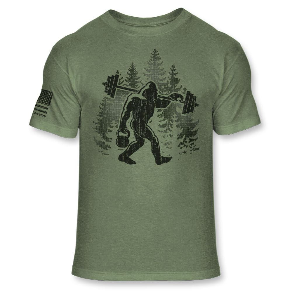 Bigfoot Weight Lifting T-Shirt - Funny Sasquatch Gym Workout Shirt - Big Foot Weight Training Tee - Soft Blend T - A283 Multicolor