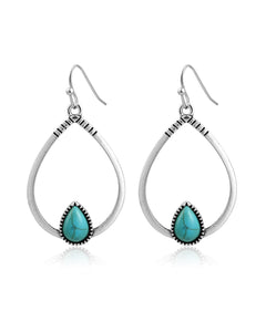 Watforsh Silver Turquoise Bohemian Western Teardrop Dangle Earrings Vintage Stone Earrings for Women Cowgirl December Birthstone Jewelry