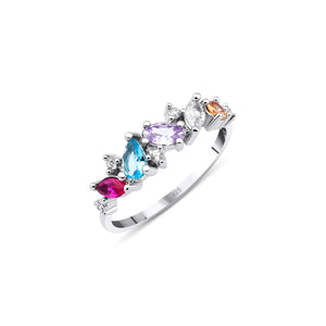 Multi-Cut Birthstone Ring, 5 selectable birthstones, mother ring, wife gift, gift for her
