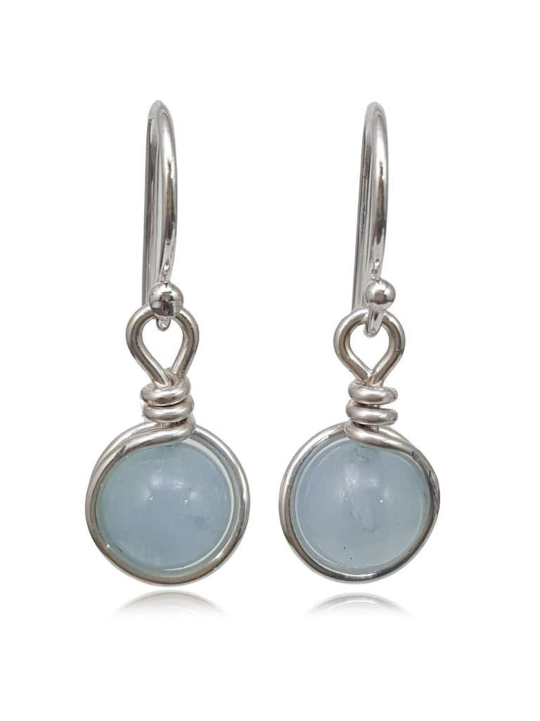 Sterling Silver Aquamarine Drop Earrings, Handmade Natural Gemstone Dangle Jewelry, March Birthstone
