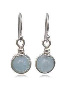 Sterling Silver Aquamarine Drop Earrings, Handmade Natural Gemstone Dangle Jewelry, March Birthstone
