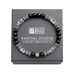Kartini Studio Black Onyx and Sterling Silver Bracelet, Quality Bead Jewelry for Man, Men's Onyx Bracelet