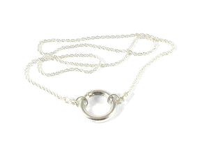A SHER'S CREATION Locking Collar Minimalist NO Closure O Ring Choker Statement Eternity Necklace Pure thick Silver Plated Charm For Men Women Teenager Gift Infinity Yoga light 18"