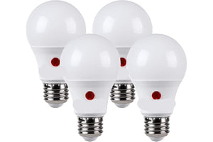 TORCHSTAR Dusk to Dawn Light Bulbs Outdoor, Sensor A19 LED Light Bulb, Auto on/Off Photocell Automatic for Outdoor Lighting, 5000K, Pack of 4