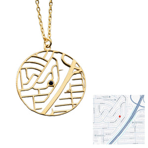 Our First Kiss Location Necklace Sterling Silver Map Necklace Map Necklace for Women Silver Coordinates Pendant Christmas Gift Silver Long Distance Relationship Gifts