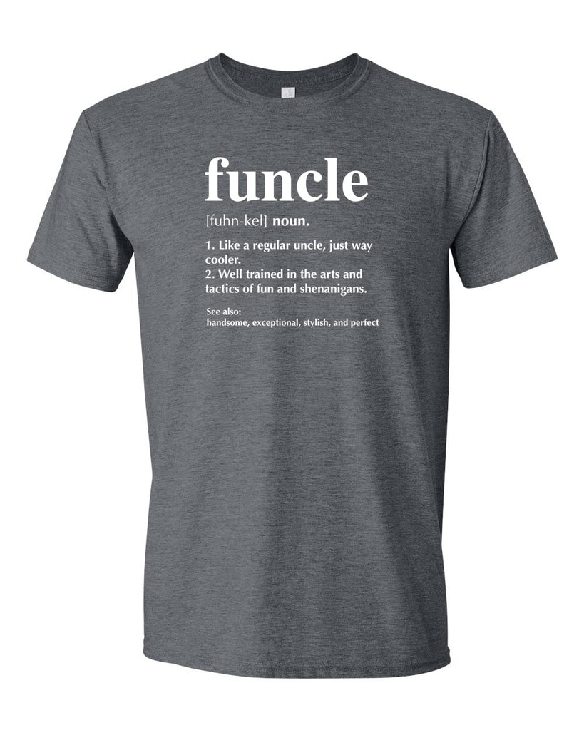 ElixirStreet Funcle T-Shirt - Funny Uncle Tshirt - Funcle Definition Shirt - Favorite Uncle Tee Idea - Like a Dad Defination (M, Dark Grey Heather)