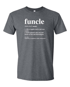 ElixirStreet Funcle T-Shirt - Funny Uncle Tshirt - Funcle Definition Shirt - Favorite Uncle Tee Idea - Like a Dad Defination (M, Dark Grey Heather)