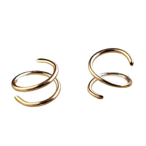 Gold Twist Earrings, 14k gold filled small spiral double hoop helix piercing, fake double hoop jewelry