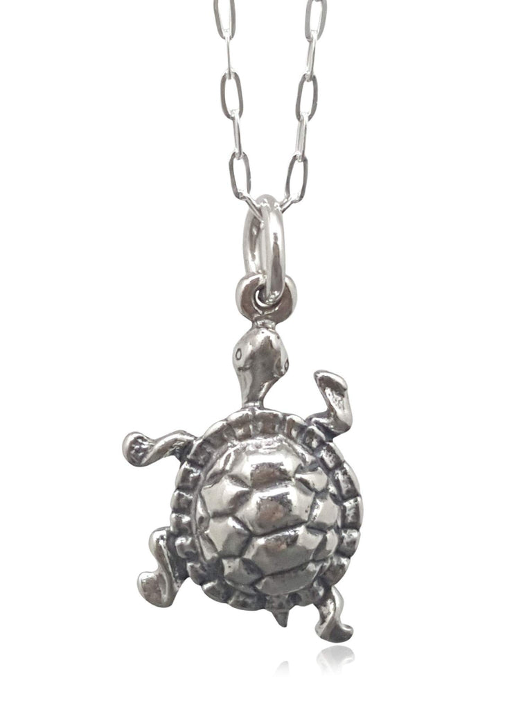 EnCharmed Sterling Silver Box Turtle 3D Charm Necklace, 18"