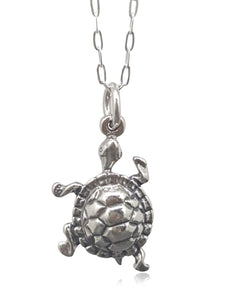 EnCharmed Sterling Silver Box Turtle 3D Charm Necklace, 18"