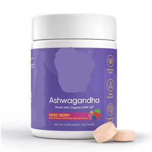 Universal Ashwagandha supplement container with purple label on a white background