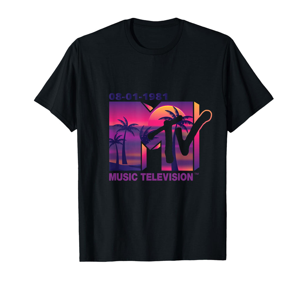 Mademark x MTV - The official 1981 MTV Logo with purple Palms in the Sunset T-Shirt