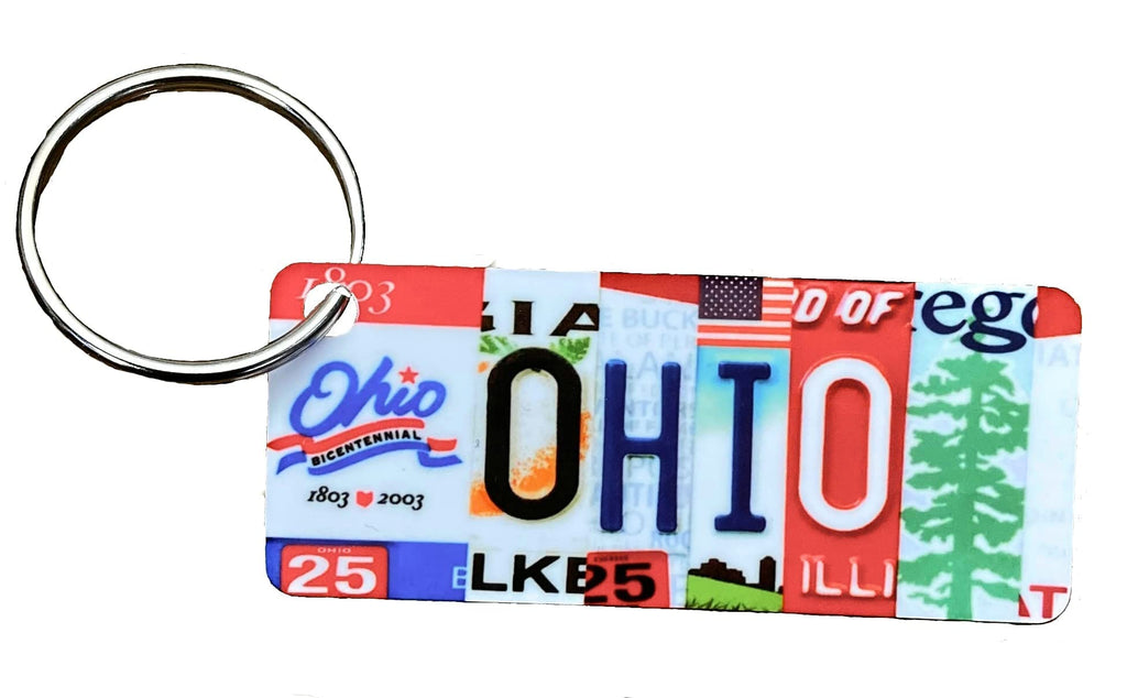 Ohio License Plate Keychain, Made in USA, Ohio gift, Ohio bag tag, Ohio graduation, gift for graduate, teen gift, new driver gift