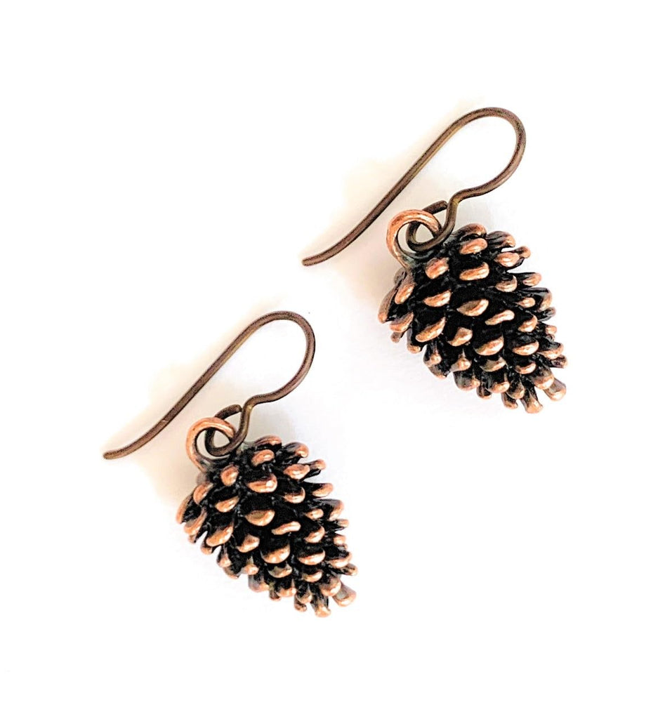 Pine Cone Earrings for Women Hypoallergenic Niobium Wires Handmade in USA by Darlene's Gift Shop