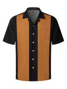 Hardaddy Men's Camp Collar Retro Vintage Bowling Button Down Shirt with Pocket Casual Short Sleeve Beach Shirts Summer Relaxed Fit Brown M