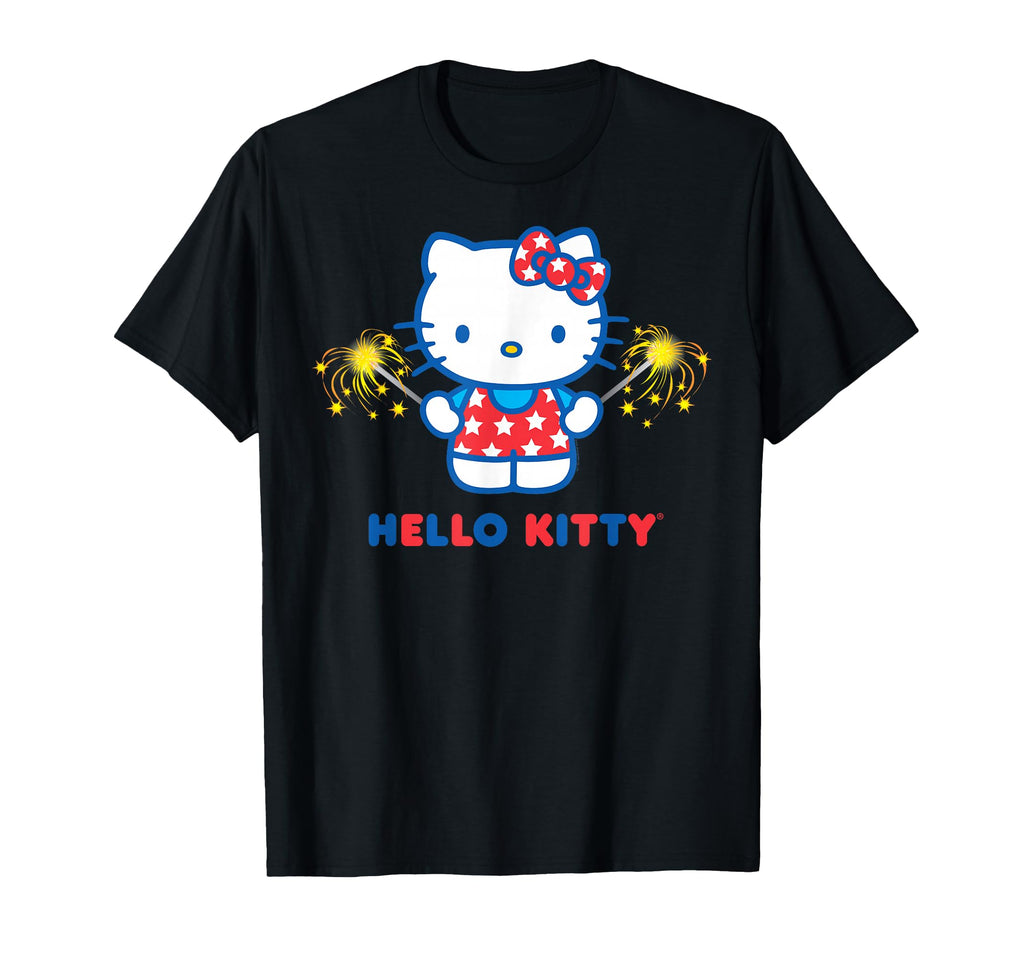Hello Kitty Fireworks Sparklers USA Americana Patriotic Star T-Shirt