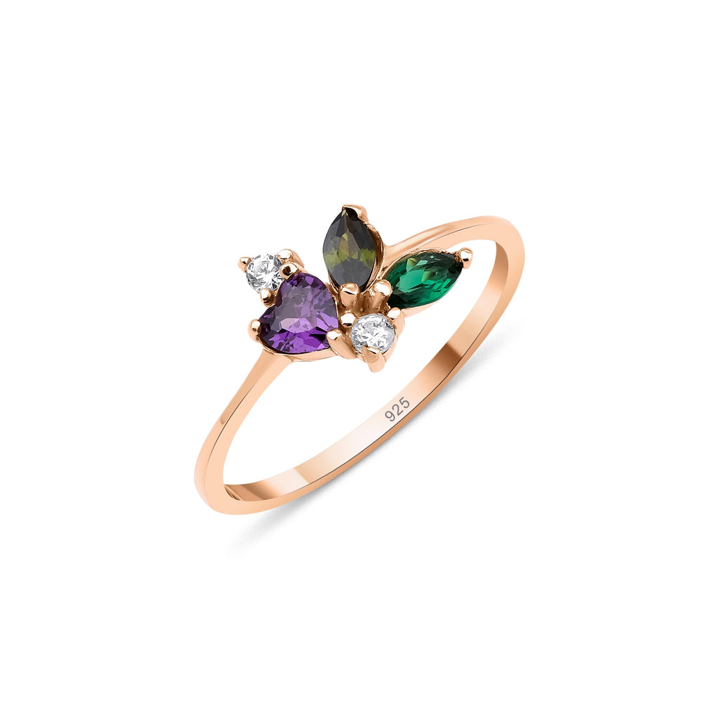 Mother & 2 Children Birthstone Ring, Minimalist 3 Selectable Gemstone Ring, Mother Grandma 14K Gold Family Ring, Sterling Silver Custom Ring, Personalized Gift, Mothers Day Gift