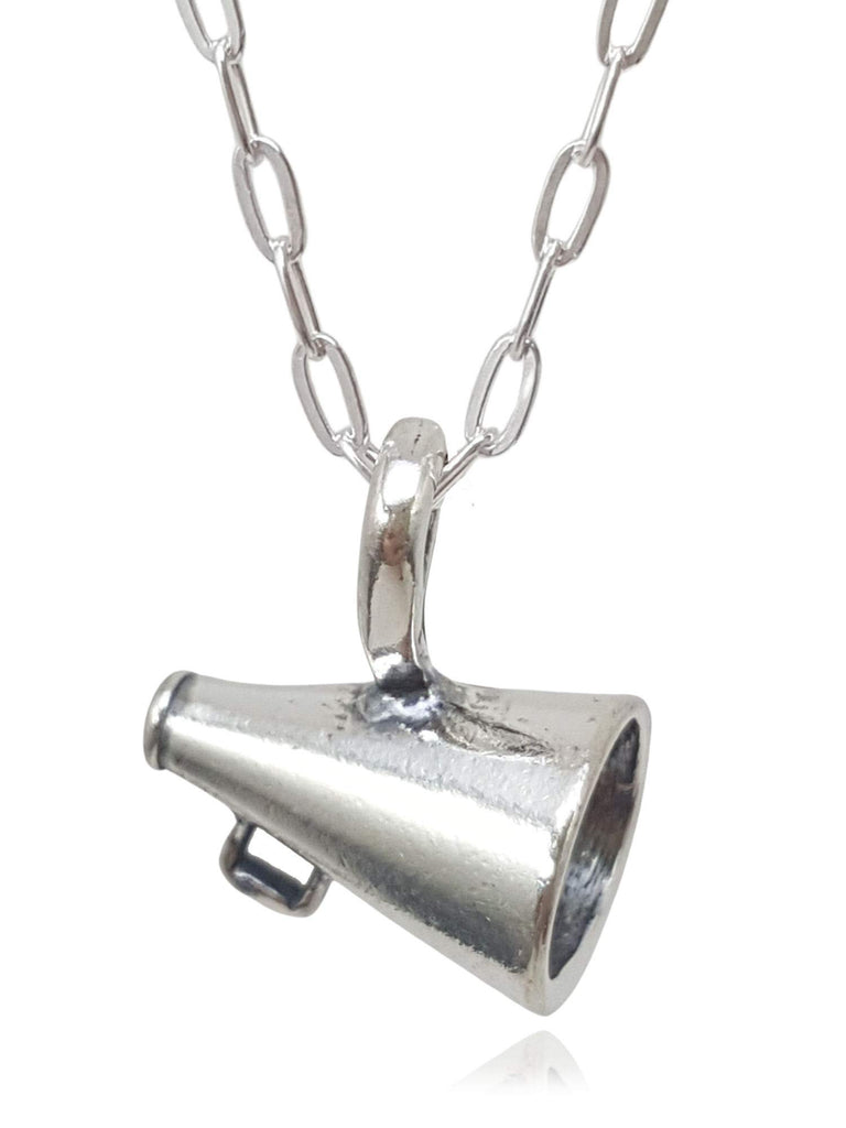 EnCharmed Sterling Silver Megaphone Cheerleader Announcer 3D Charm Necklace, 18"